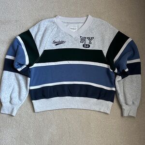 Abercrombie & Fitch Gray and Blue Striped Sweatshirt